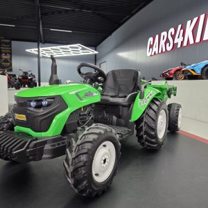 Kindertractor 24 volt met aanhanger groen