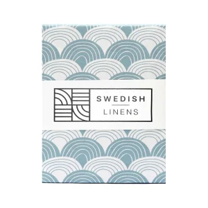Swedish Linens - Hoeslaken Rainbow Muted Blue - (70x160x23cm)