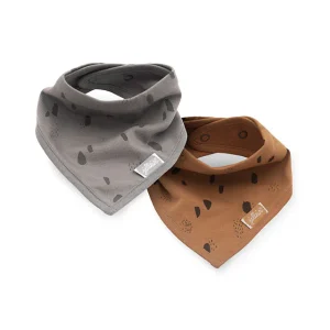 Jollein - Slabbetje Bandana Spot Storm | Grey/Caramel 2 Stuks